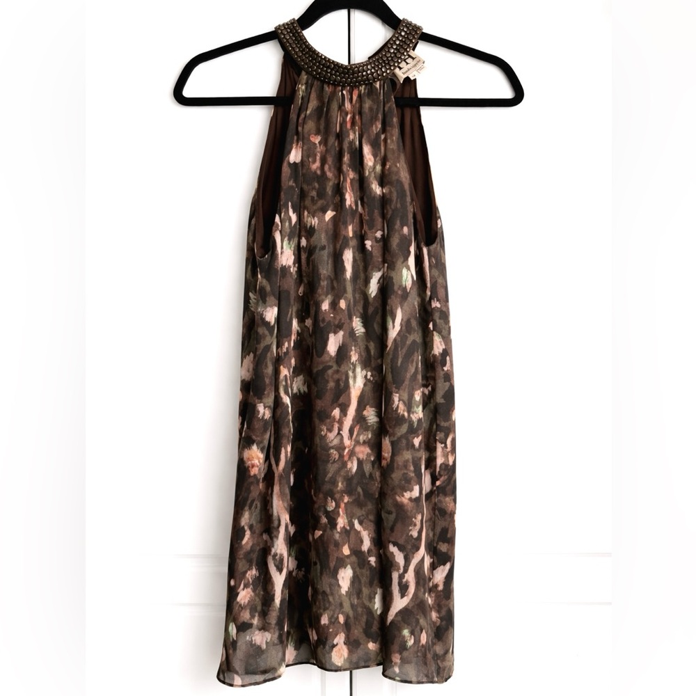 Haute Hippie Silk Studded Halter Dress Flowy Print M - Picture 3 of 10